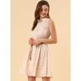 thumbnail image 2 of Día de San Patricio vestido sin Mangas Allegra K Cinturón estampado por Encima de la Rodilla Floral beige Rojo M, 2 of 6