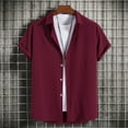 thumbnail image 2 of Ersazi T-Shirt Men'S Fashionable Lapel Shirt Button Solid Casual Loose Top In Clearance Wine Blouses For Men Plus Size M, 2 of 8
