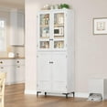 thumbnail image 2 of Hetoy 71-Inch Tall Storage Cabinet, Kitchen Food Cabinet, 5-Shelf Bathroom Cabinet, Glass Door with 4-Door Adjustable Shelves for Kitchen, Dining Room, Bathroom, Antique White, 2 of 8