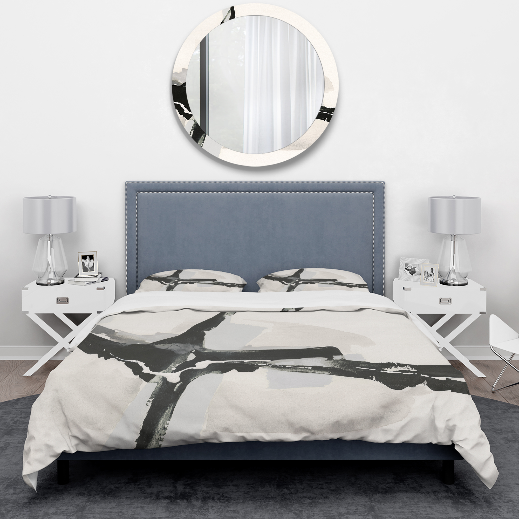 Designart 'Abstract Neutral I' Geometric Duvet Cover Set