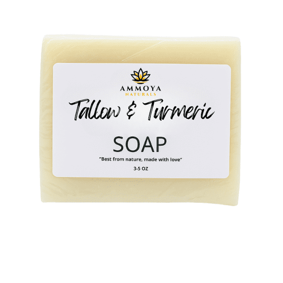 Handcrafted Tallow & Goat Milk Soap Bar – Gentle Cleansing Bar for Face & Body – Natural Essential Oil Variations – Moisturizing, Creamy Lather, For All Skin Types (Turmeric)
