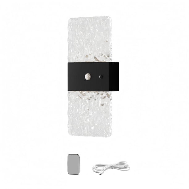 Aplique de pared LED giratorio con alimentación por pilas, luz decorativa para sala de estar Negro
