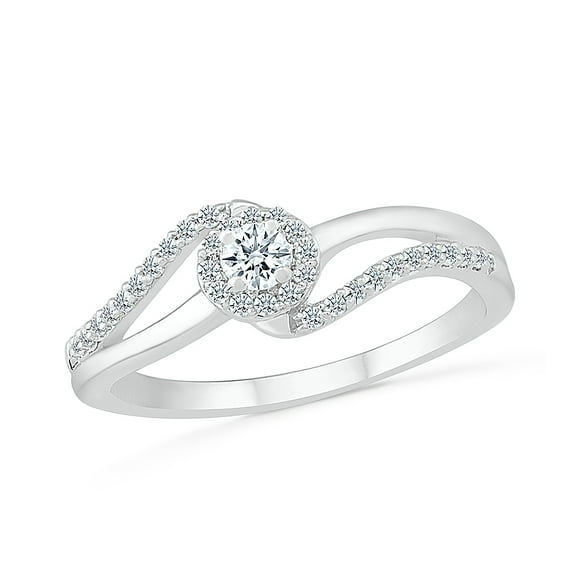 DGOLD 10kt White Gold Round White Diamond Twisted Swirl Fashion Ring (1/4 cttw)