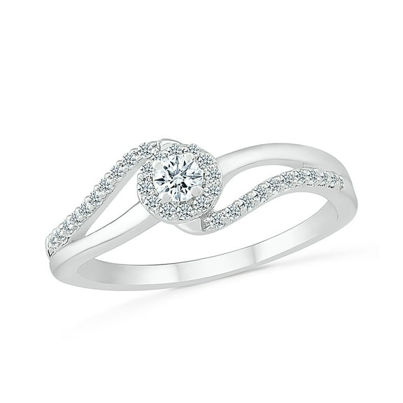 DGOLD 10kt White Gold Round White Diamond Twisted Swirl Fashion Ring (1/4 cttw)