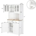 thumbnail image 4 of VINGLI Kitchen Pantry Storage Cabinet with Microwave Stand,Freestanding White Pantry Cabinet with Large Countertop,2 Cabinets,2 Drawers, 34"Wx15.7"Dx67"H, 4 of 7