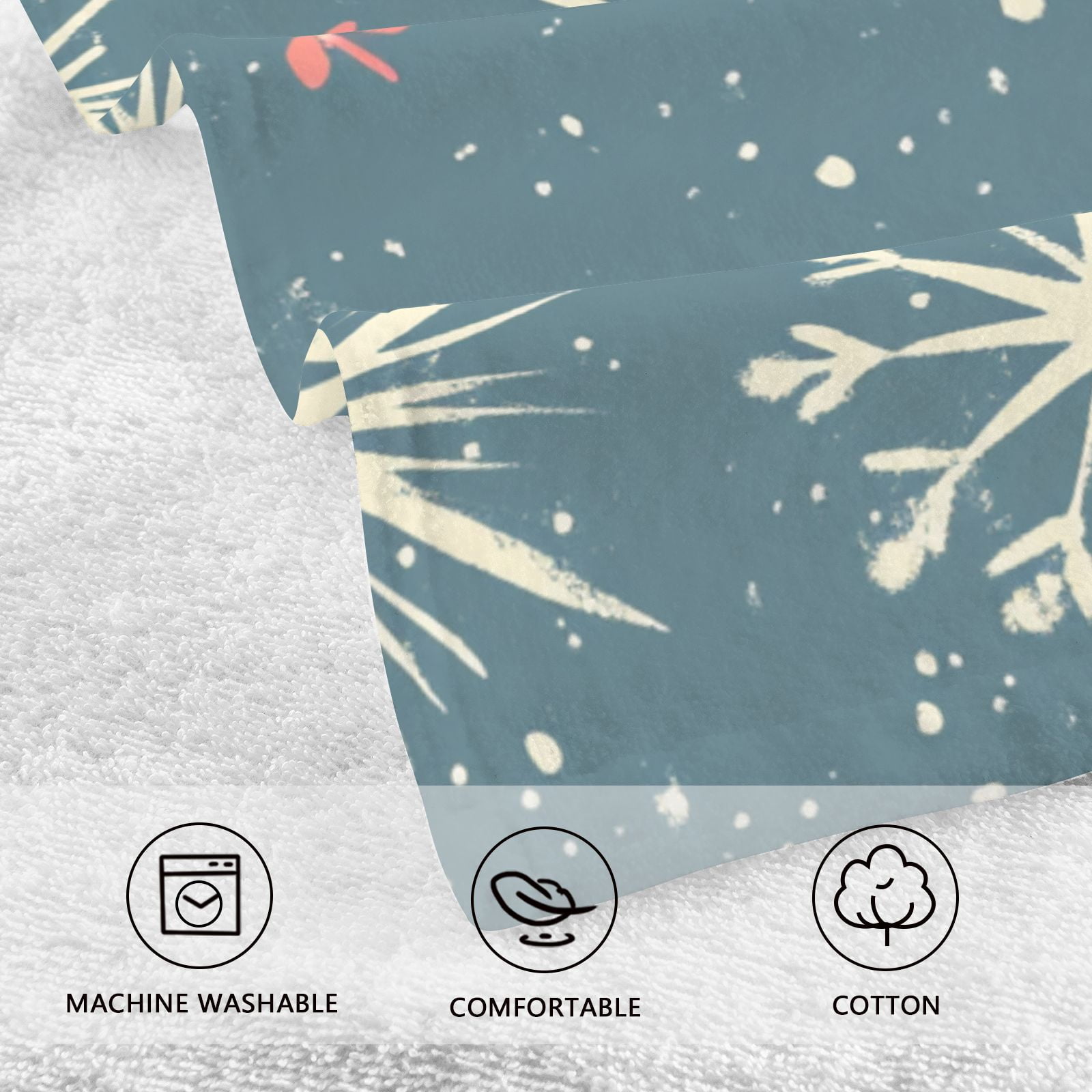 Cute Christmas Snowflakes Hand Towels Cotton Bath Towels Large Face Towels Absorbent for Bathroom 2 Packs