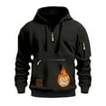 thumbnail image 2 of XIAOCHA Mens Hoodies Long Sleeves Slim Fit Pullover Half Zipper Hooded Sweatshirt Solid Color Zipper Pocket Trendy Drawstring Hoodie Top Black, 2 of 3