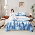 thumbnail image 4 of Homewish Mountain Jungle 3 Pieces Queen Comforter Set for Female Men Women,Happy Winter Snowflakes Ultra Soft Bedding Sets,Natural Scenery Bedding Comforter Set Breathable,Super Cozy Room Decor, 4 of 8