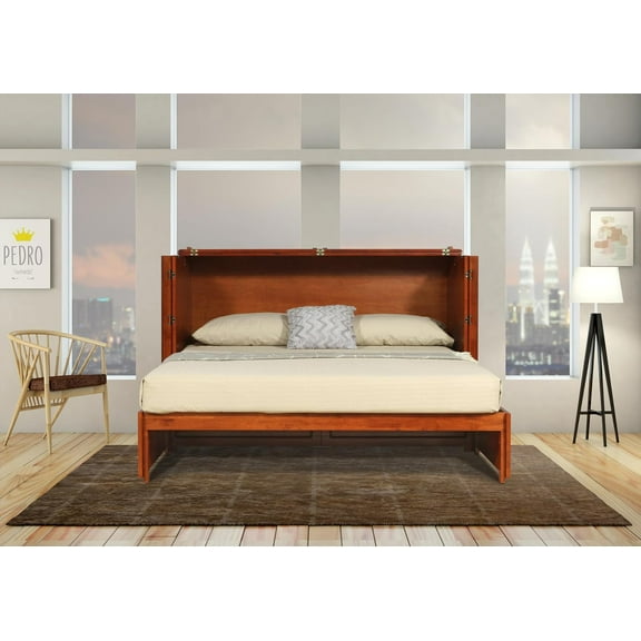 Mega Solutions McCutchen Solid Wood Murphy Storage Bed (Queen, Cherry)