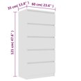 thumbnail image 4 of vidaXL Drawer Sideboard White 60x35x121 cm Engineered Wood, 4 of 5
