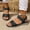 Black, variant on Women's Retro One-Strap Flat Sandals - Breathable Summer Casual Shoes with Adjustable Buckle - Comfortable PU Leather Slide Sandals for Women Brown