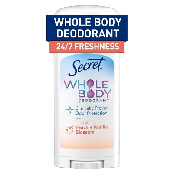 Secret Whole Body Deodorant Stick Aluminum Free, Peach & Vanilla 2.6oz