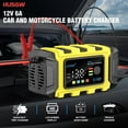 thumbnail image 2 of HUSGW 12V 6A Battery Charger, Fully-Automatic Smart Car Battery Charger, Compatible with Lead-Acid & LiFePO4  Batteries for Cars and Motorcycles, 2 of 8