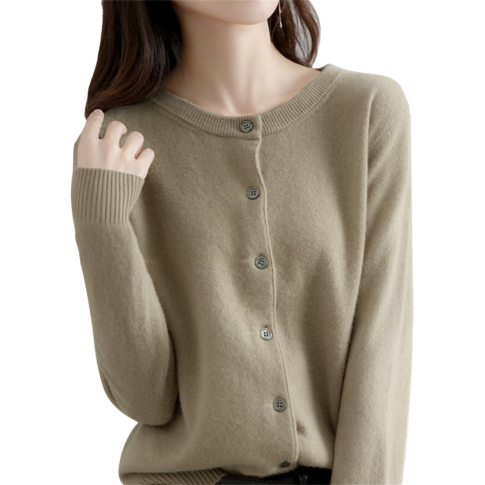 ◆DEINET◆ ONE BUTTON KNIT LONG CARDIGAN IN KHAKI KDBBC4S331 NIUREDLTD Women's Cardigan Classic Button Down Long Sleeve V