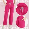 thumbnail image 4 of MLQIDK Scrubs for Women Set Clearance Plus Size Medical Scrubs Stretchy V-Neck Yoga Scrub Pants and Tops Nurse Uniforms Scrub Set Tall Scrubs Sets Hot Pink XXL, 4 of 7