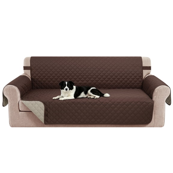 LUXSHARE HOME Reversible Pet-Friendly Sofa Cover,Waterproof Washable,Elastic Straps,Chocolate/Beige