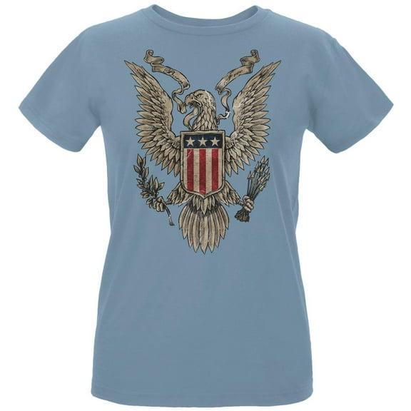 4th July Born Free Vintage American Bald Eagle Womens Organic T Shirt Blue LG