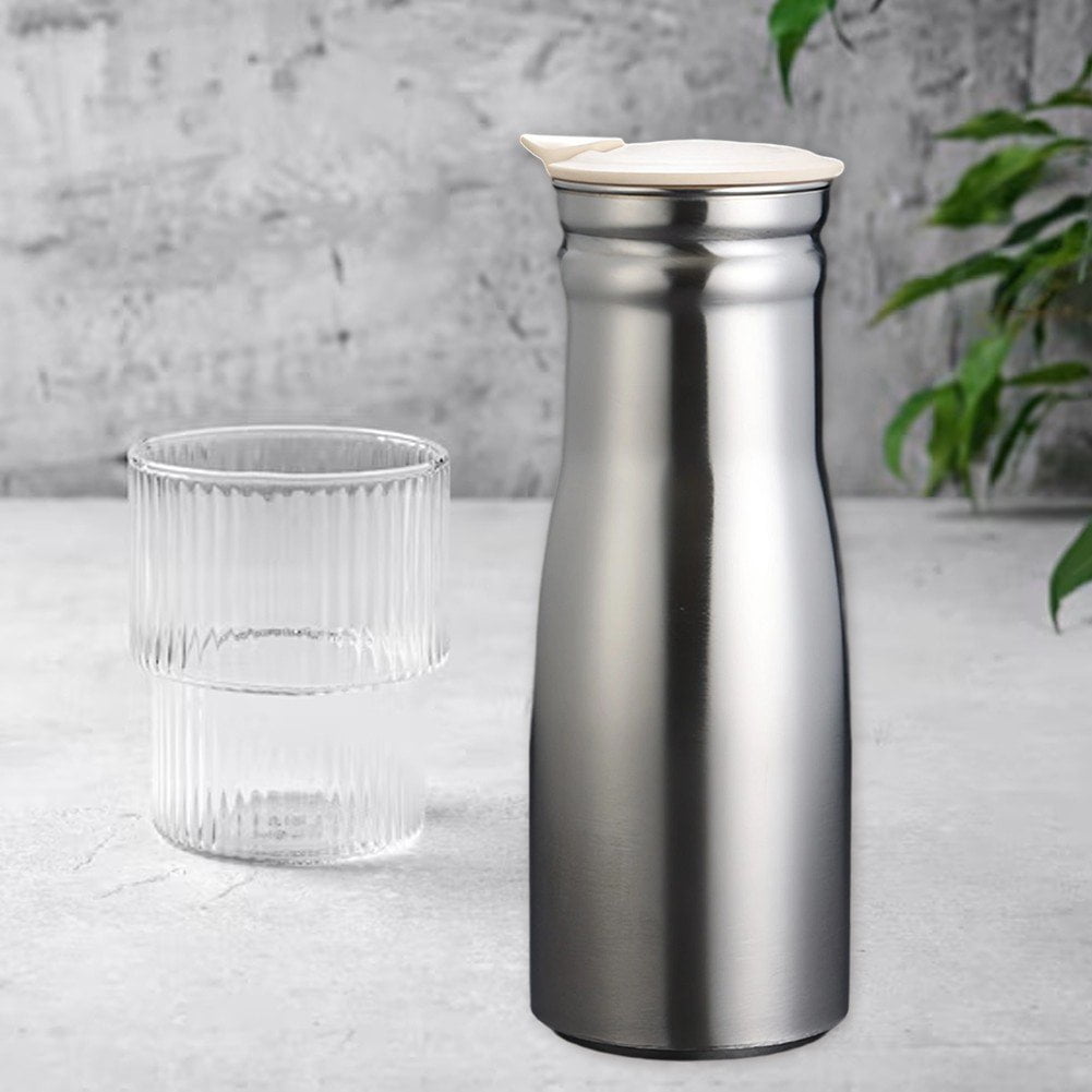 Stainless Steel Water Jug, 1000ml Latte Art Milk Frothing Cup, Pitcher Jug with Lid, Cream Mug for Coffee Machine, Juice, Home, Office