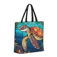 thumbnail image 2 of Disketp Sea Turtle in Coral Canvas Tote Bag,Women Shoulder Bag Crossbody Handbag with Zipper Closure, 2 of 8
