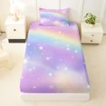 thumbnail image 4 of Manfei Dreamy Rainbow Twin Sheets, Glitter Galaxy Stars Bedding, Pastel, 3 Pieces, 1 Flat Sheet, 1 Fitted Sheet and 1 Pillowcase, 4 of 6