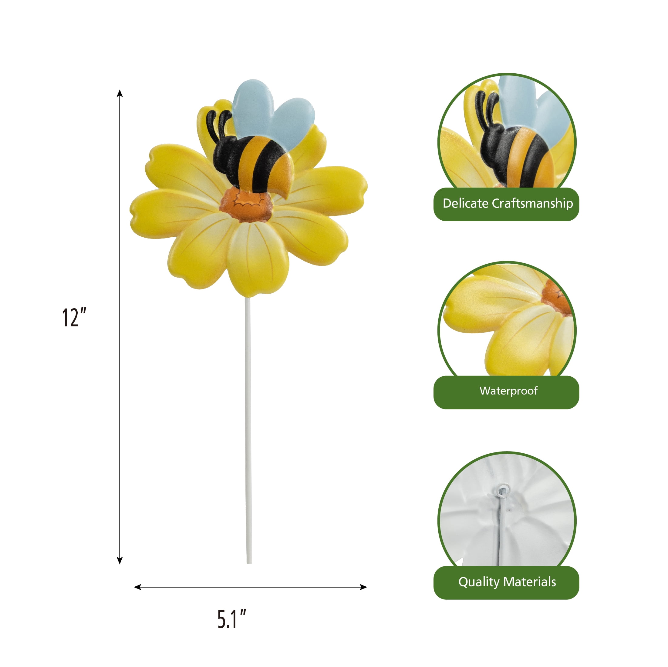 Mainstays Weather-Resistant Metal Bee and Flower Garden Stake