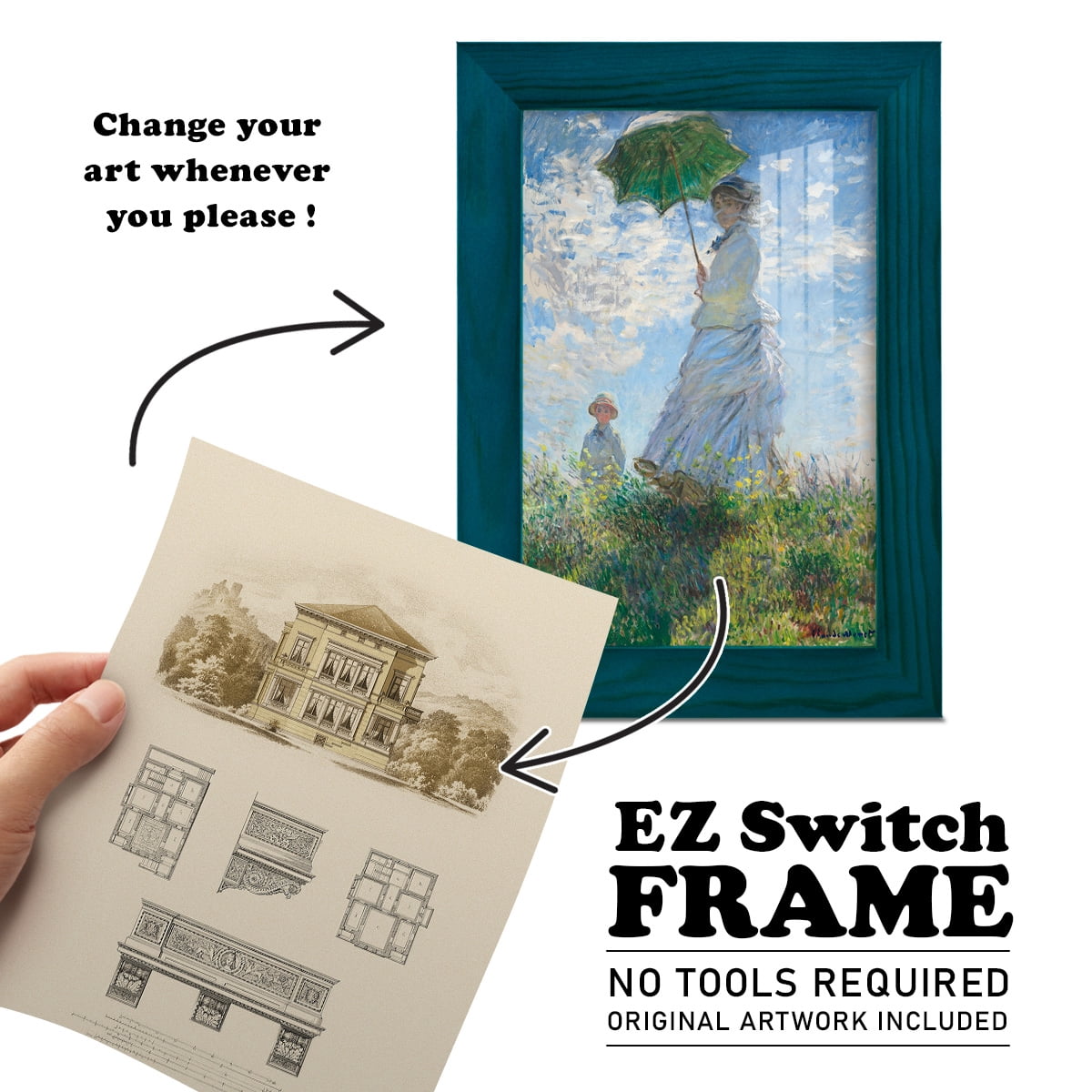 Estate and Plan I -Framed Print w/glass-Ocean Blue
