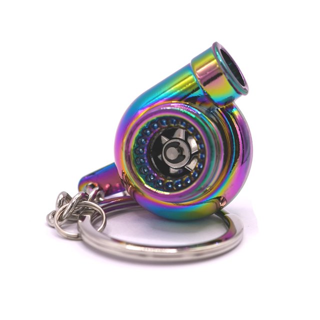 Gt//Rotors Turbo Llavero Metal Spinning Turbocompresor Automotriz Mini Coche Parte Llavero Llavero (Neochrome Turbo)