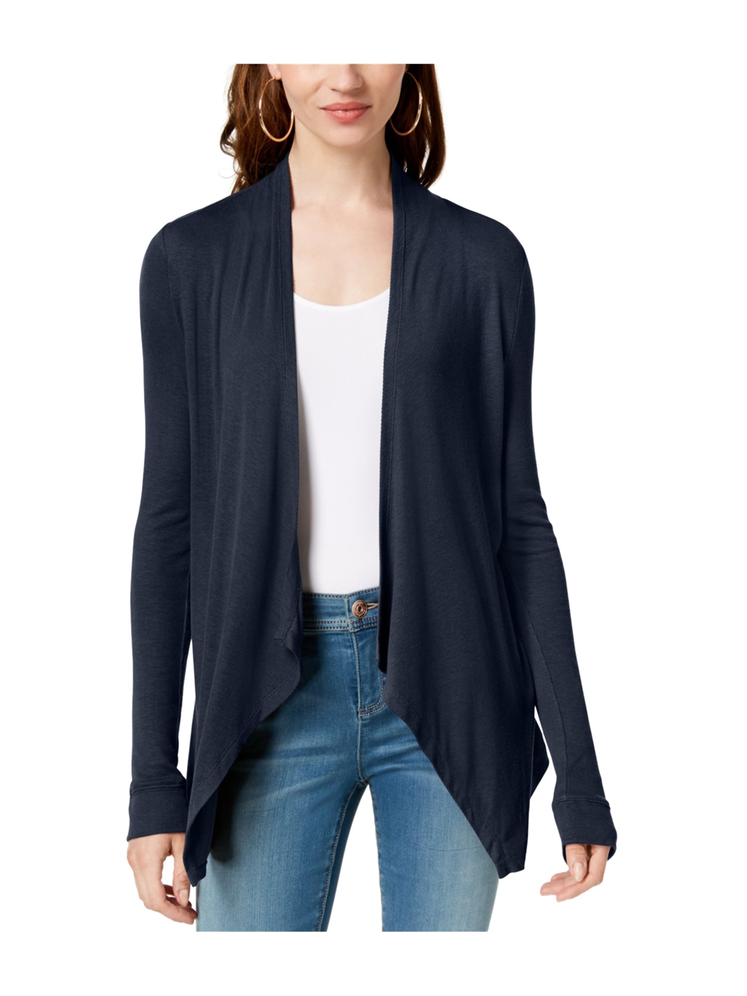 ribbed open front cardigan