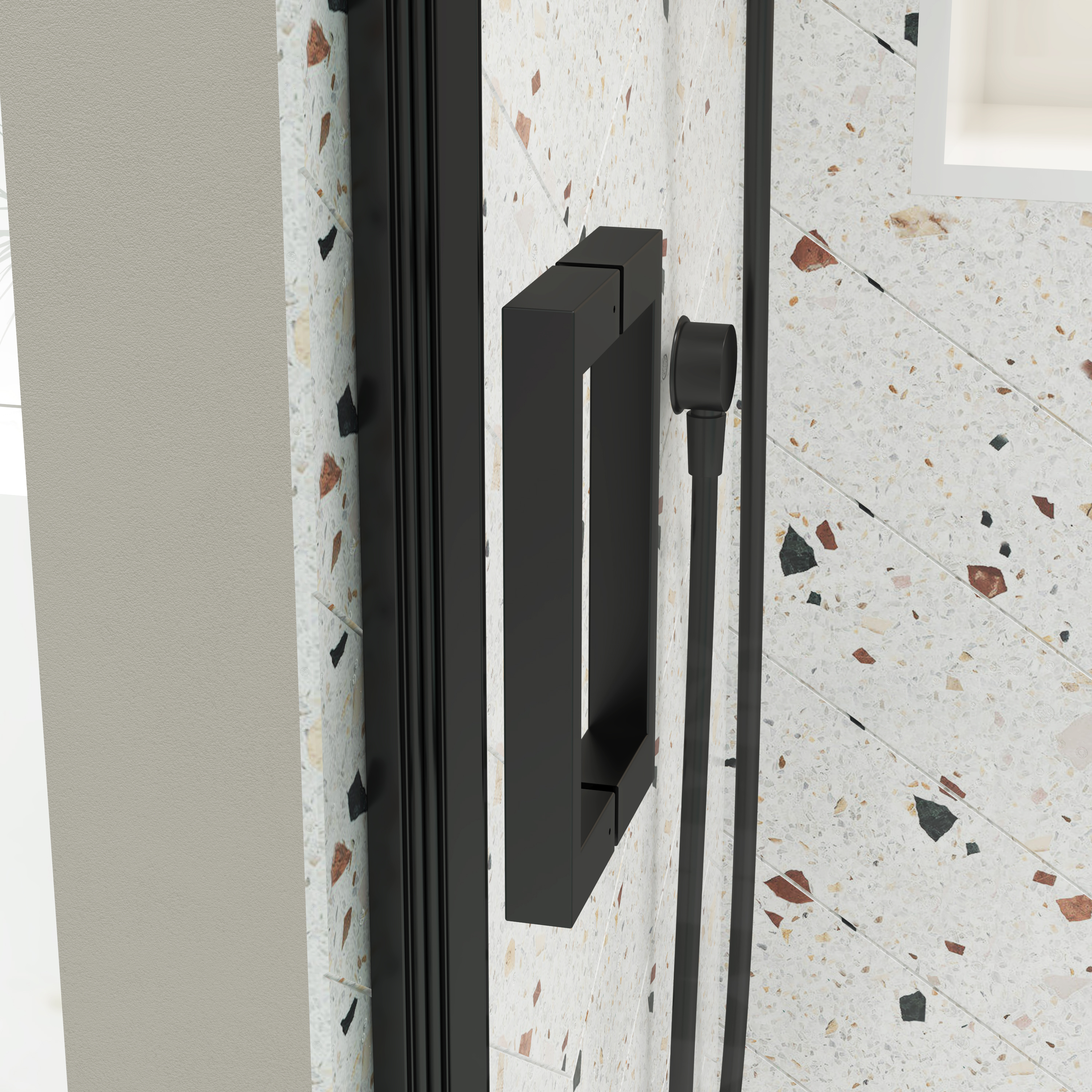 MAYEERTY 46-48"W x 74"H Double Sliding Shower Bypass Door, Tempered Glass & Stainless Steel Handle, Matte Black