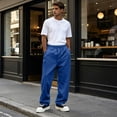thumbnail image 5 of Mens Joggers, Loose Fit Wide Leg Sweatpants, Elastic Waist Casual Daily Jogger Trousers With Pockets Royal Blue L, 5 of 5