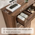 thumbnail image 6 of CQSXDA Modern 6 Drawers Dresser in Wood Fluted Design, 45 Inches Tall Storage Organizer for Bedroom and Living Room, Walnut, 6 of 8