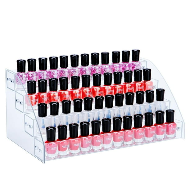 Organizador de esmalte de uñas acrílico de 4 capas, 40 botellas de estante de exhibición, almacenamiento de aceites esenciales, soporte de estante, organizador de maquillaje de joyería