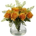 thumbnail image 2 of Nearly Natural Rose & Maiden Hair Artificial Arrangement with Vase, Peach, 2 of 7