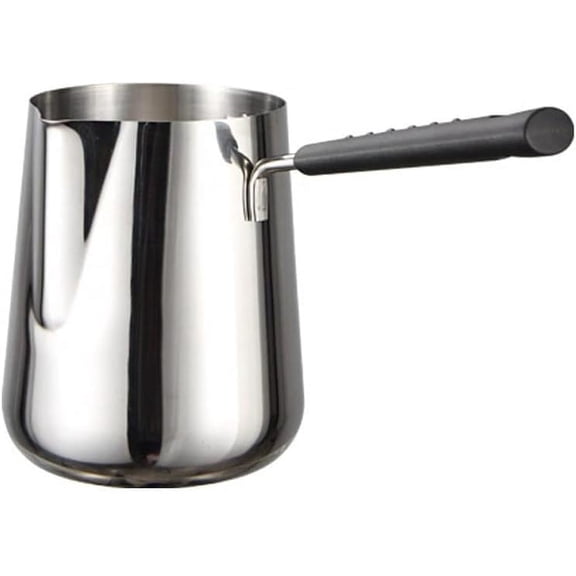 ABCISI Milk Warmer Pot, Stainless Steel Butter Warmer with Pouring Spout, Milk Pan with Scale Chocolate Melting Pot Frothing Pitcher with Lengthened Heat-insulated Handle 1000ml