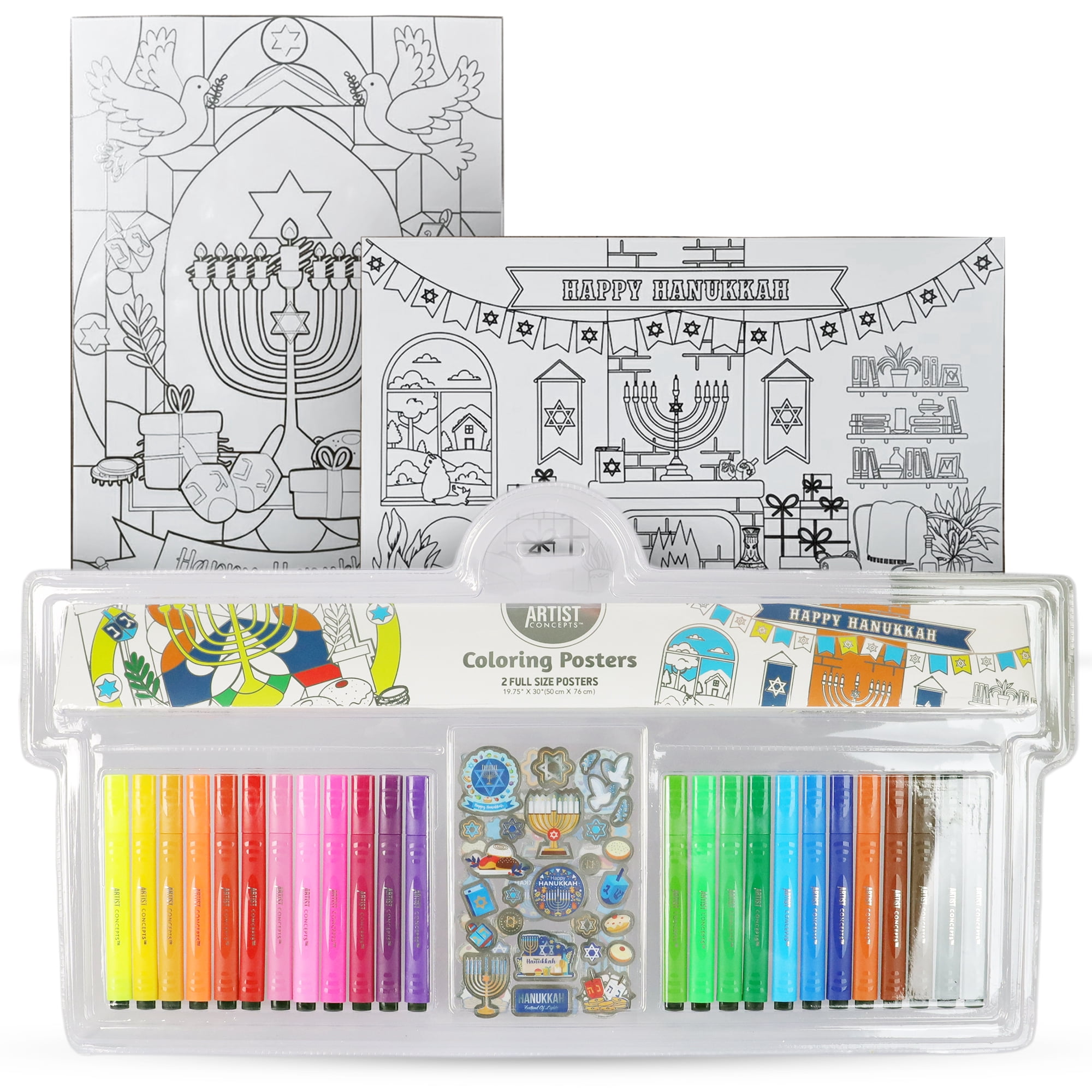 Artist Concepts Coloring Posters with 24 Alcohol Markers & Stickers, Holiday Arts & Crafts