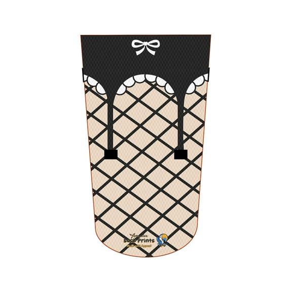 Amputee Sock, Fishnet stocking w garter 001 v1, 3Ply stump sock