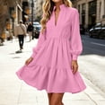 thumbnail image 3 of Bxsruta Womens Dress Long Sleeve V Neck Flowy Casual Tiered Mini Dresses, 3 of 7