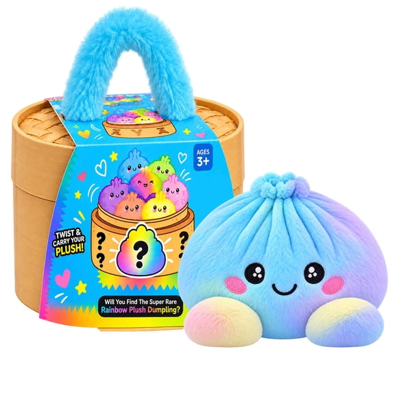 Mystery Plush Dumpling Squishy,Cute Stuffed Dumpling Squishies Plushies Fidget Toy,Stress Relief Christmas Party Favor and Birthday Present for Adults with Simulated Steamer & Fuzzy Handle