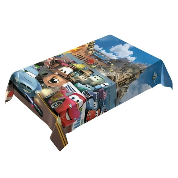 The Movie Cars Themed Square Tablecloth 54 * 72 Inches Durable Stylish