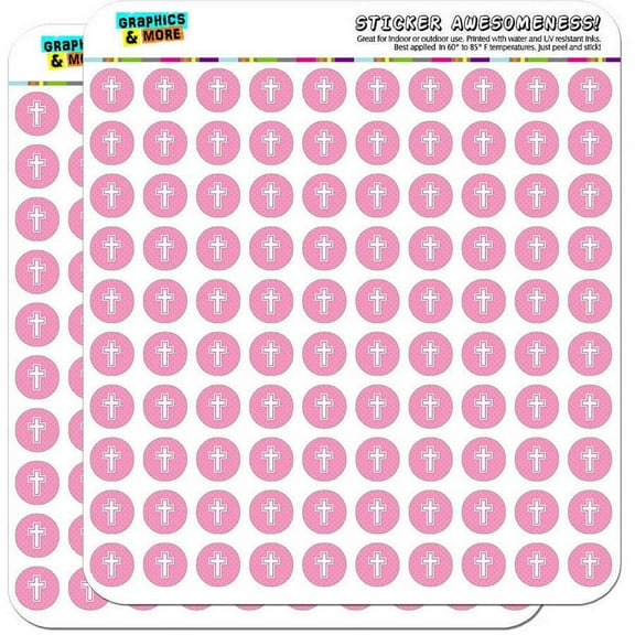Cross Pink Baby Girl Christening Baptism Shower 200 1/2" (0.5") Planner Calendar Scrapbooking Crafting Stickers