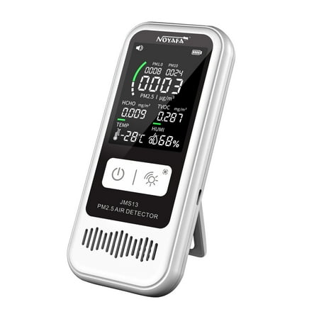 

NOYAFA JMS13 Household PM2.5 Humidity Monitor Rechargeable LCD Digital Air Quality TVOCHCHO Formaldehyde Tester PM2.5 Monitor Desktop Hygrometer Formaldehyde Air Quality Analyzer for Hom