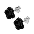 thumbnail image 3 of Mini 7mm Blooming Black Rose .925 Silver Stud Earrings, 3 of 4