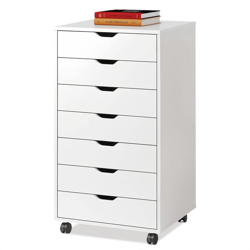 Kelno Rolling File Cabinet Under Desk Lateral Filing Storage Organizer with Lockable Casters Mobile Printer Stand, White