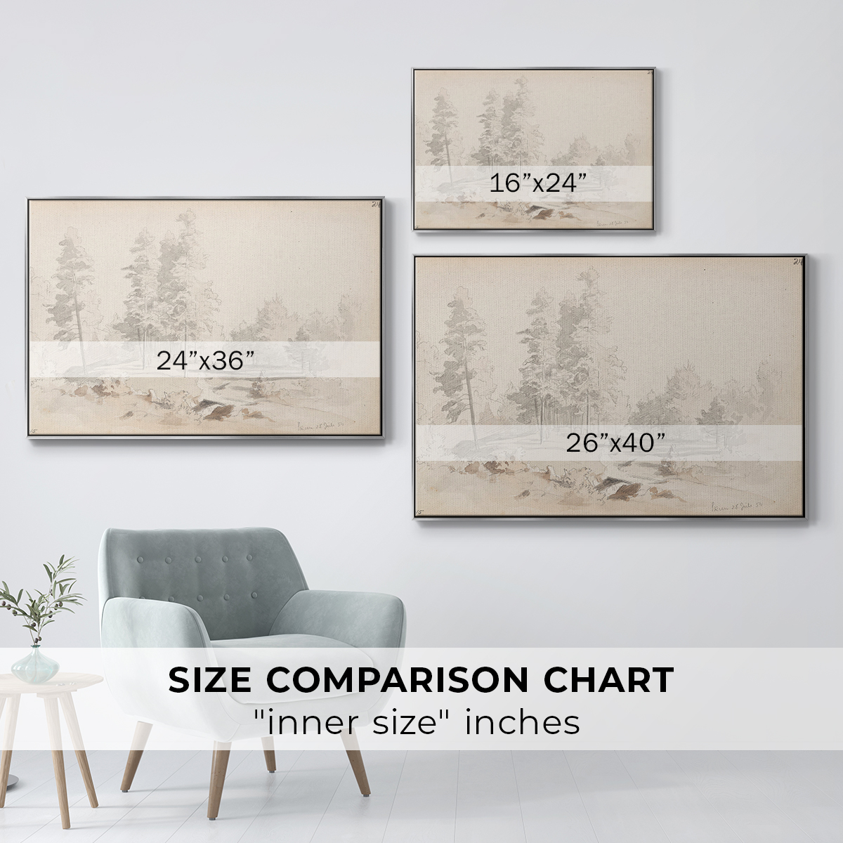 Vintage Sketch-XXXV By Wexford Home Framed in Silver Wood Gallery Wrapped Canvas 25 in. x 37 in.