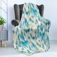 thumbnail image 4 of Geometric Soft Flannel Fleece Throw Blanket, Blue Themed Hexagonal Shaped Abstract Modern Grunge Art Print, Cozy Plush for Indoor and Outdoor Use, 70" x 90", Turquoise White, by Ambesonne, 4 of 5