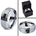 thumbnail image 4 of Tungsten South Dakota The Mount Rushmore State Band Ring 8mm Men Women Comfort Fit Gray Step Bevel Edge Brushed Polished, 4 of 4