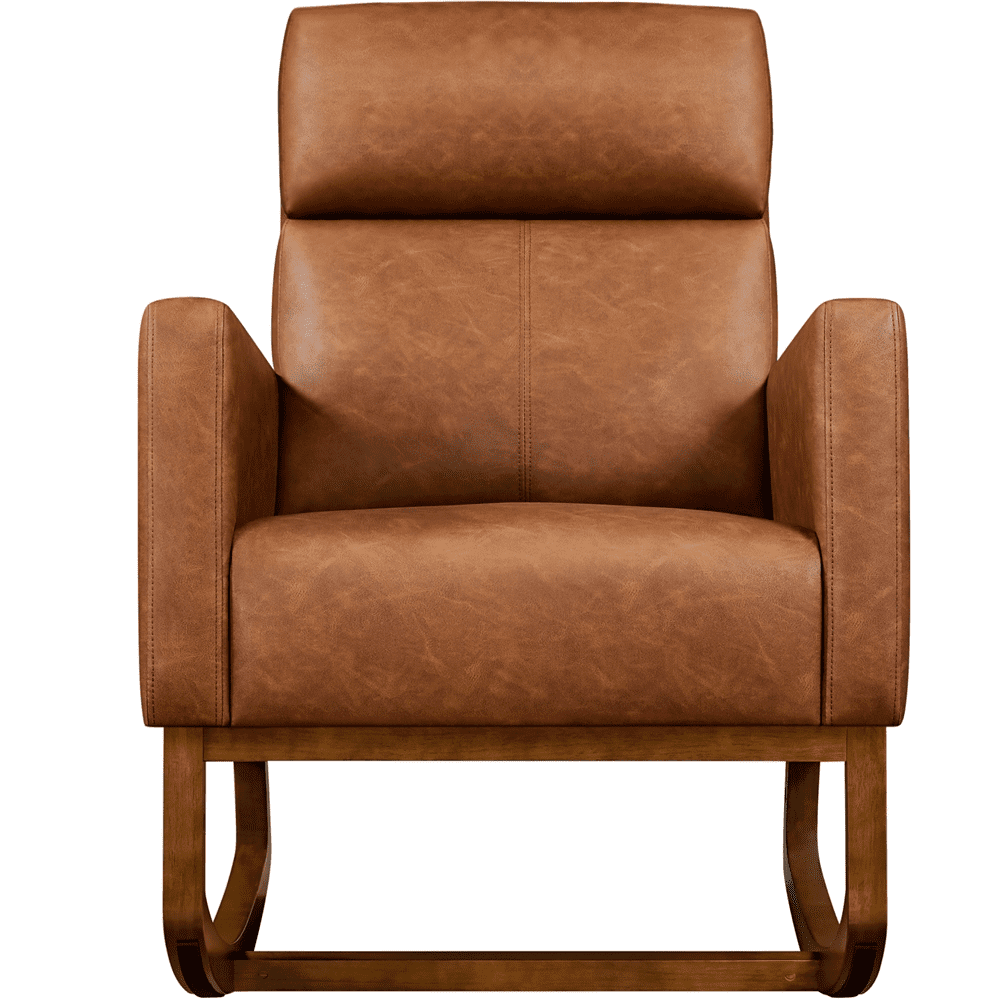 Yaheetech Faux Leather Upholstered Rocking Chair, Brown