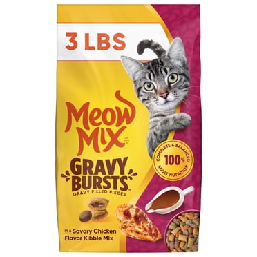 Meow Mix Gravy Bursts, Savory Chicken Flavor Mix, Gravy Filled Dry Cat Food, 3 lb. Bag
