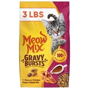 Meow Mix Gravy Bursts, Savory Chicken Flavor Mix, Gravy Filled Dry Cat Food, 3 lb. Bag