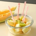 thumbnail image 4 of 3 pack (50 per pack) fruit fork set fruit stick disposable plastic two teeth home eat fruit cake dessert fork, 4 of 5